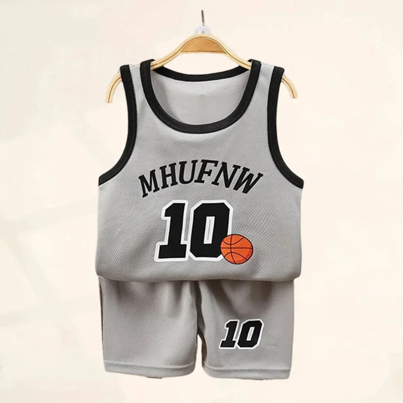 Children Sets Summer Sleeveless Basketball T-shirts.