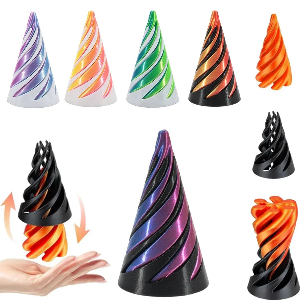 3D Printed Spiral Cone Toy Impossible Pyramid.