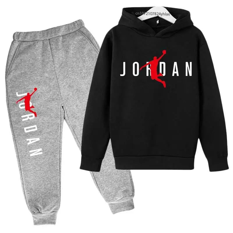 Kids Simple Letter Print 2pcs Hoodie+Pants Tracksuits 3-13 Years Boys and Girls.