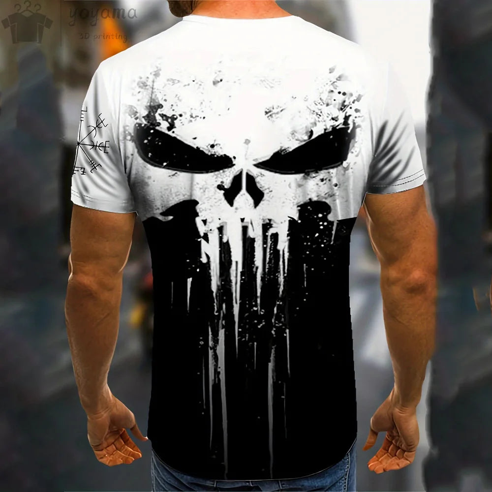 Men's T Shirt 3d Print Military Patriotic Skull.