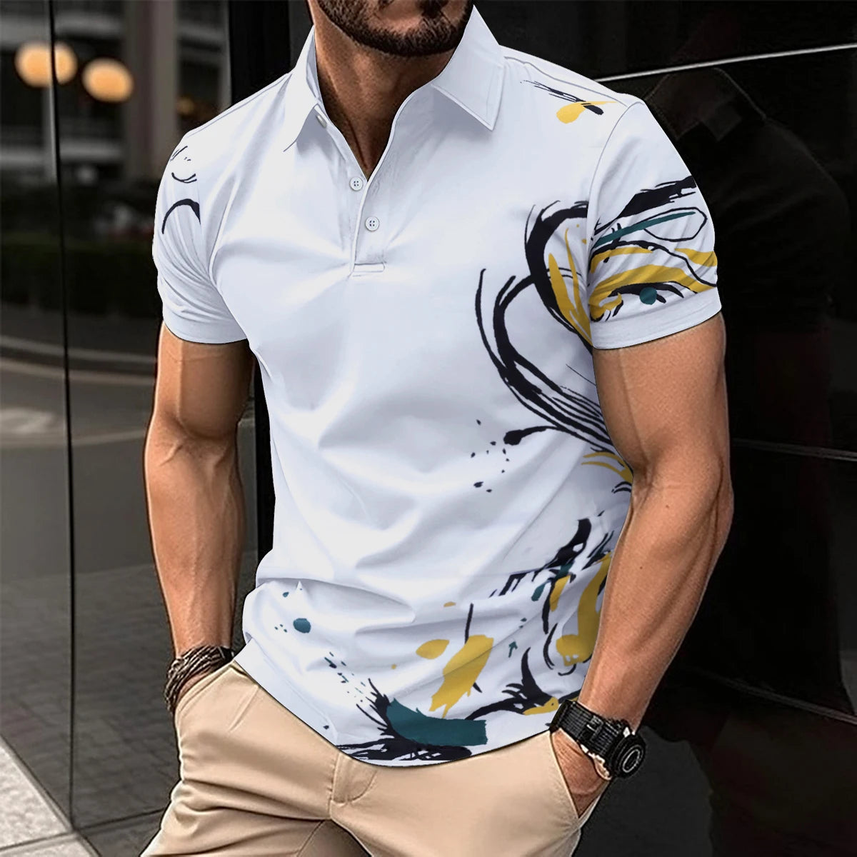 Summer Men's Casual Polo Shirt.