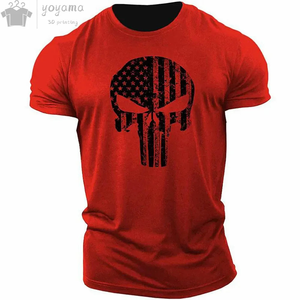 Men's T Shirt 3d Print Military Patriotic Skull.